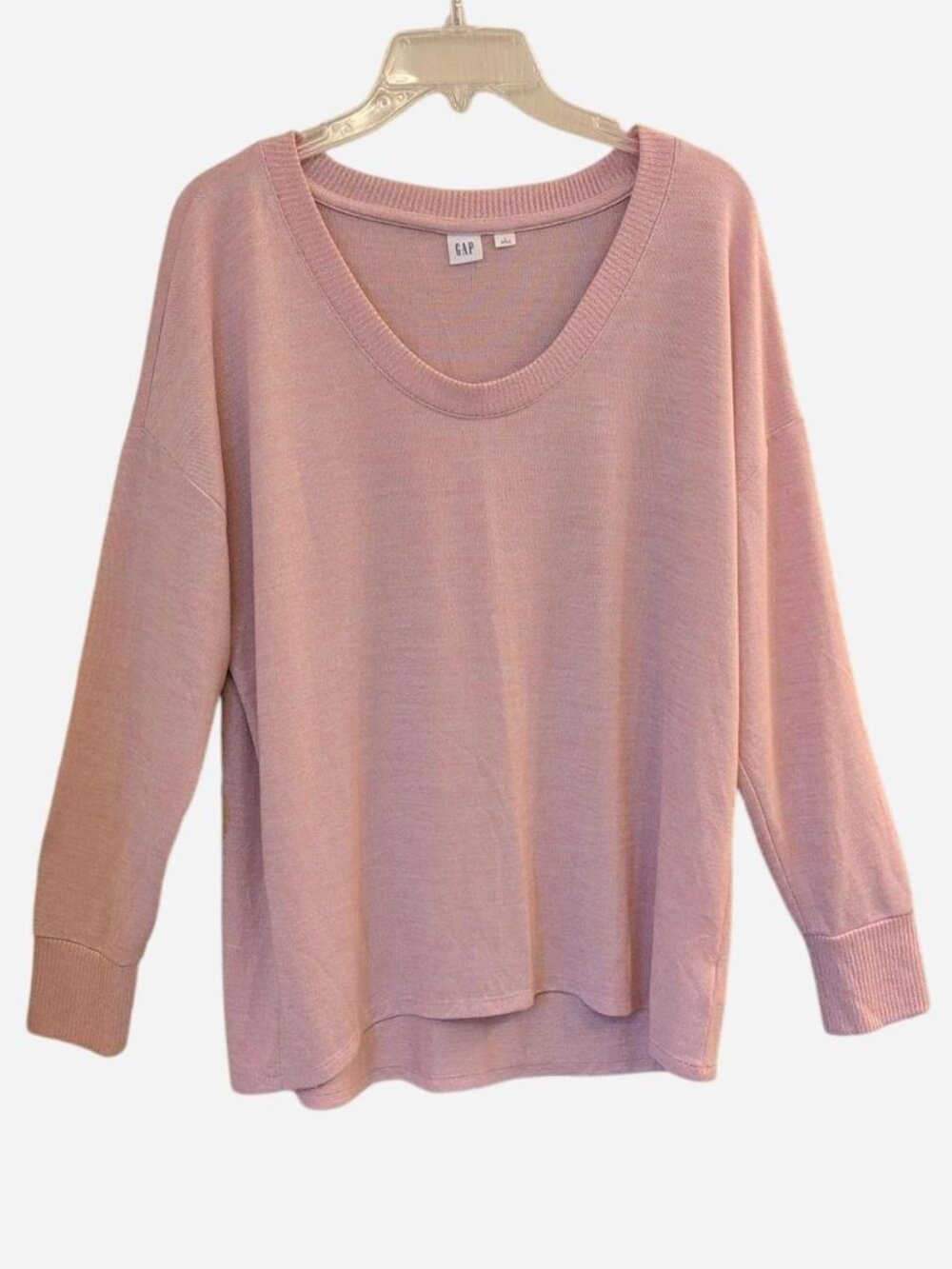 GAP Dusty Pink Hi-Low Hem Pullover Sweater Size L Soft Knit